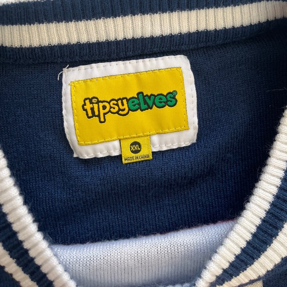 Tipsy Elves Mens Santa’s Log On The Fire Ugly Christmas Sweater - Picture 5 of 5